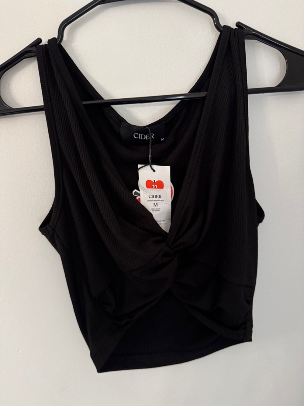Cider Black Ribbed Twist-Front Tank Top